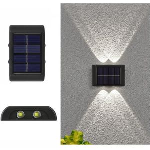 4LED NiMH Solar Wandlamp Outdoor Waterdicht Op en neer Tweekoppige Spotlights (Wit Licht)