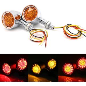 Motorfiets universele retro LED richtingaanwijzer licht (galvaniseren shell gele deksel)