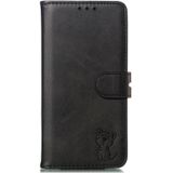 Embossed Happy Cat Pattern Horizontal Flip Leather Case with Holder & Card Slots & Wallet For iPhone 13 mini(Black)