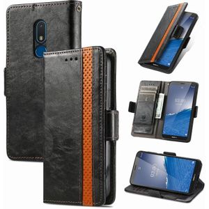 Voor Nokia C3 CaseNeo Splicing Dual Magnetic Buckle Leather Phone Case(Black)