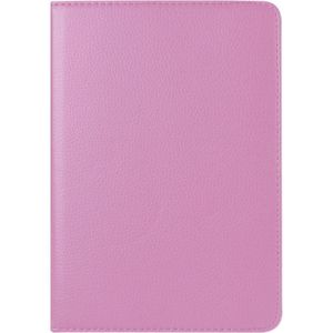 iPad Mini 4 horizontaal Litchi structuur PU leren Flip Hoesje met 360 graden draaiende houder (roze)