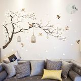 2 PCS/Set DIY Tree Birds Flower Home Decor Wall Stickers