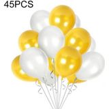 45 stks 12 inch parel latex ballonnen verjaardag bruiloft decor met gekleurd lint (goud + zilver)