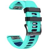 Voor Garmin Fenix 6x Pro 26mm Silicone Sports Two-Color Watch Band (Mint Green+Blue)