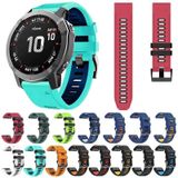 Voor Garmin Fenix 6x Pro 26mm Silicone Sports Two-Color Watch Band (Mint Green+Blue)