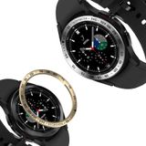 Voor Samsung Galaxy Watch4 Classic 46mm Smart Watch Steel Bezel Ring  E-versie (Silver Ring Black Letter)