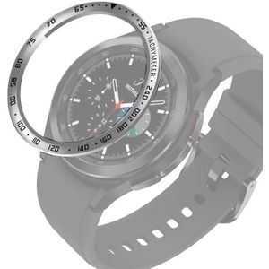 Voor Samsung Galaxy Watch4 Classic 46mm Smart Watch Steel Bezel Ring  E-versie (Silver Ring Black Letter)