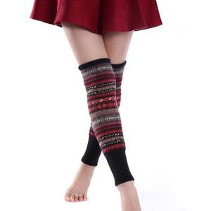Winter Fluorescerende Verdikte Wollen Stapel Sokken Dames Over-de-knie Warme Leggings (Onderkant Zwart)
