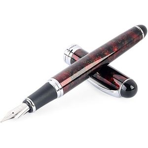 X750 Stationery Stainless Steel Fountain Pen Medium Nib Ink Pens School Oiifice Gift  Nib Size:1.0mm(Red Pattern)