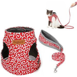 DogLemi Pet Cat Traction Rope Chest Harness Vest Type Traction Suit Cat Walking Rope  Size:S(Red)
