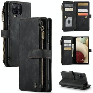 Voor Samsung Galaxy A12 Caseme-C30 PU + TPU Multifunctionele Horizontale Flip Lederen Case met Houder & Card Slot & Portemonnee & Rits Pocket (Zwart)