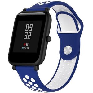 Double Colour Silicone Sport Wrist Strap for Huawei Watch Series 1 18mm (White Blue)