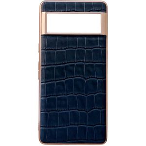 Voor Google Pixel 7 Pro Krokodil Textuur Lederen Galvaniseren Telefoon Case (Blauw)