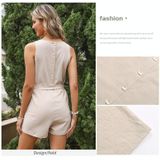 Vrouwen Solid Color Cotton Lace-up Vest Type Jumpsuit (kleur: Abrikoos Maat: XL)