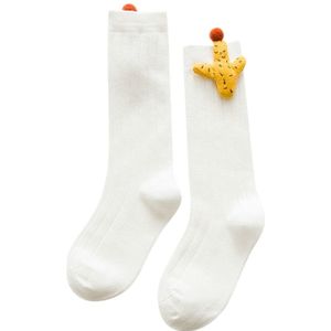 Baby Cartoon Anti-Slip Knitted Long Socks Knee Socks  Size:L(White)