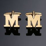 1 pair gold letters A-Z name Cufflinks men French shirt Cufflinks(M)