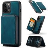 JEEHOOD Magnetic Zipper Horizontal Flip Leather Case with Holder & Card Slot & Wallet For iPhone 12 / 12 Pro(Blue)