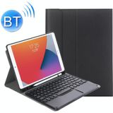 YA07B-A Detachable Lambskin Texture Round Keycap Bluetooth Keyboard Leather Case with Touch Control & Pen Slot & Stand For iPad 9.7 inch (2018) & (2017) / Pro 9.7 inch / Air 2 / Air(Black)