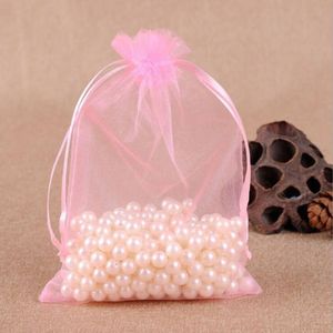 100 PCS Gift Bags Jewelry Organza Bag Wedding Birthday Party Drawable Pouches  Gift Bag Size:10x15cm(Light Pink)
