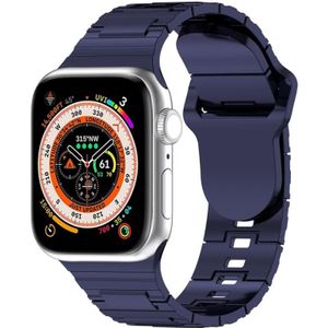 Voor Apple Watch 4 44 mm vierkante gesp pantserstijl siliconen horlogeband (plating blauw)