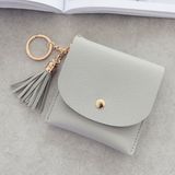 Fashion Women Wallet Short Leather Mini Casual ID Card Holders Bags Ladies Coin Clutch Tassel Bag(Gray)