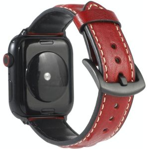 Genuine Leather Watchband For Apple Watch Series 6 & SE & 5 & 4 44mm / 3 & 2 & 1 42mm(Red)