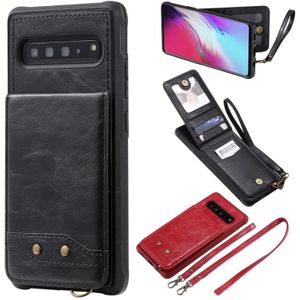 For Galaxy S10 5G Vertical Flip Wallet Shockproof Back Cover Protective Case with Holder & Card Slots & Lanyard & Photos Frames(Black)