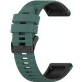 Voor Garmin Fenix 7 26mm tweekleurige siliconen horlogeband (olijfgroen zwart)