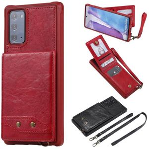 Vertical Flip Wallet Shockproof Back Cover Protective Case with Holder & Card Slots & Lanyard & Photos Frames For Samsung Galaxy Note20(Red)