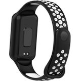 Voor Xiaomi Mi Band 8 Actieve dubbele kleur ademende sport siliconen horlogeband (zwart wit)