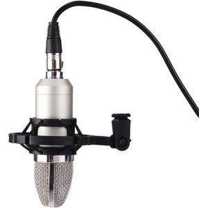 FIFINE F-700 Professional Condenser Sound Recording Microphone with Shock Mount for Studio Radio Broadcasting & Live Boardcast  3.5mm Earphone Port  Cable Length: 2.5m(Silver)