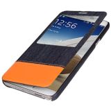 Jeans Style Flip Leather Case with Credit Card Slots & Call Display ID for Galaxy Note III / N9000(Orange)