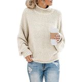 Fashion Thick Thread Turtleneck Knit Sweater (Color:Apricot Size:XL)