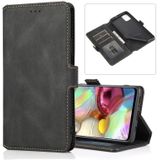 For Samsung Galaxy A71 Retro Magnetic Closing Clasp Horizontal Flip Leather Case with Holder & Card Slots & Photo Frame & Wallet(Black)