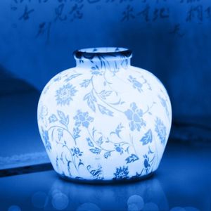 QH-28 Blue-and-white Porcelain Silicone Night Light USB Bedroom Bedside Lamp Pat Sensor Lamp(Colorful Light)