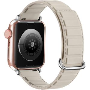 Voor Apple Watch Ultra 49 mm magnetische siliconen horlogeband met omgekeerde gesp (zilveren gesp Starlight)