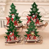 3 PCS Christmas Decorations Christmas Painted Wooden Assembly DIY Sleigh Car Decoration Jigsaw Puzzle Gift  Size:Large(Snowman)