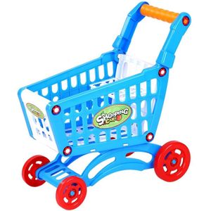 Kinderen speelgoed hand push plastic simulatie mini supermarkt winkelwagentje baby Fun peuter wandelwagen (blauw)