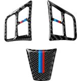 3 in 1 Car Carbon Fiber Tricolor Color Steering Wheel Button Decorative Sticker for BMW 3 Series E90 2005-2012  Left and Right Drive Universal