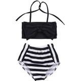 Cute Baby Girl Bikini Striped Triangle Bow Bathing Suit Proud Princess Beachwear  Size:100(Black)