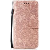 For Motorola Moto G5 Plus 5G Lace Flower Horizontal Flip Leather Case with Holder & Card Slots & Wallet & Photo Frame(Rose Gold)