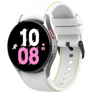 Voor Samsung Galaxy Watch5 / Watch5 Pro / Watch4 lederen textuur siliconen horlogeband (wit + groen)