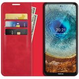 For Nokia X10/X20 Retro-skin Business Magnetic Suction Leather Case with Holder & Card Slots & Wallet(Red)