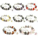 Ladies Crown Colorful Crystal Beaded Bracelet Handmade Glass Bead Bracelet Length: 20cm(DZ29)