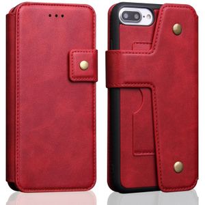 Cowhide Texture Magnetic Absorption Detachable Horizontal Flip Leather Case for iPhone 8 & 7  with Holder & Card Slots & Wallet (Red)