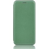 For OnePlus 6 Carbon Fiber Texture Magnetic Horizontal Flip TPU + PC + PU Leather Case with Card Slot(Green)