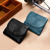 Leather Coin Bag Small Portable Wallet Mini Card Package(Blue)