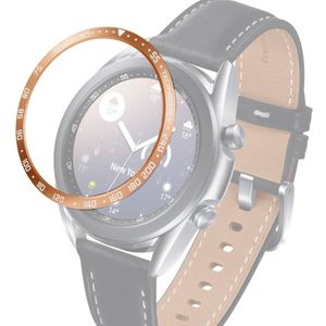 For Samsung Galaxy Watch 3 41mm Smart Watch Steel Bezel Ring  E Version(Rose Gold Ring White Letter)