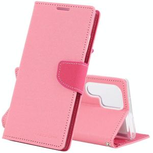 For Samsung Galaxy S22 Ultra 5G GOOSPERY FANCY DIARY Cross Texture Leather Phone Case(Pink)
