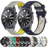 Voor Samsung Galaxy Watch3 45 mm 22 mm sport tweekleurige stalen gesp siliconen horlogeband (roze + wit)